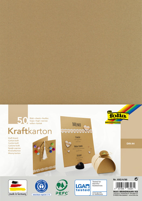 Folia Paper - Kraftpapier Folia Din A4 230gr Pak bei 50 Blättern