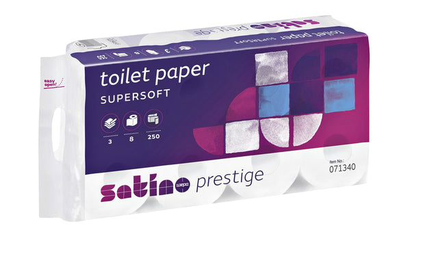 Satino par wepa - papier toilettes Satino Prestige 3 -LAAGS 250lvel 8 rouleaux blancs