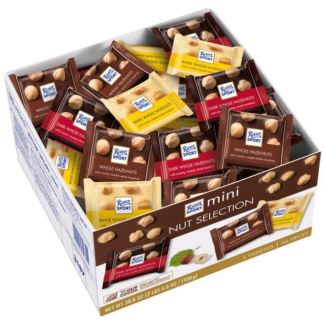 Ritter Sport - Mini -Nuss -Auswahl 16.67gr | Blasen Sie ein 66 -Stück | 4 Stück