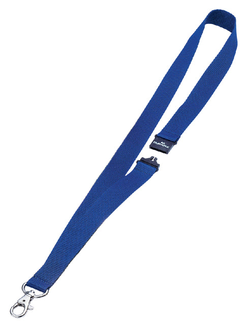 Durable - Cordon textile 8137 avec carabiner bleu foncé