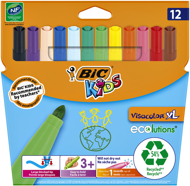 Bickids - Kleurstift bickids visacolor xl eco 12st ass | 12 stuks