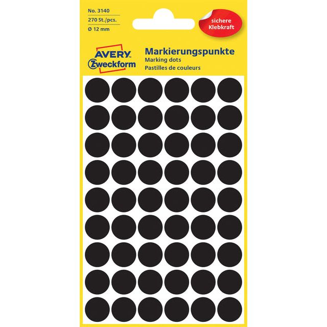 Avery Zweckform - Label Zweckform 3140 environ 12 mm noir 270 pièces | 10 pièces