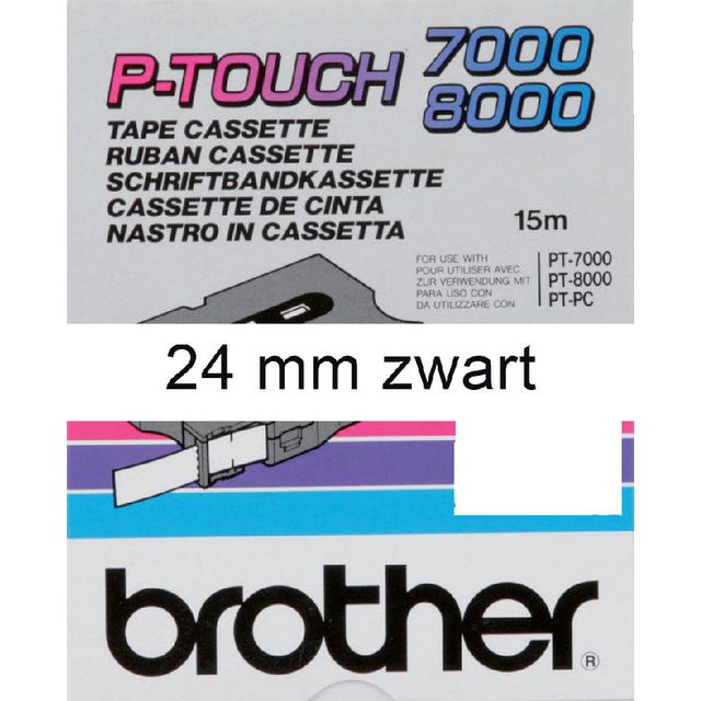 Brother - Labele  tx-251 24mmx8m wit/zwart | 10 stuks