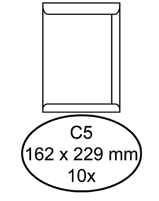 Hermes - Einhülle Tat C5 162x229mm selbstadhäsiv weiß 10 Stücke