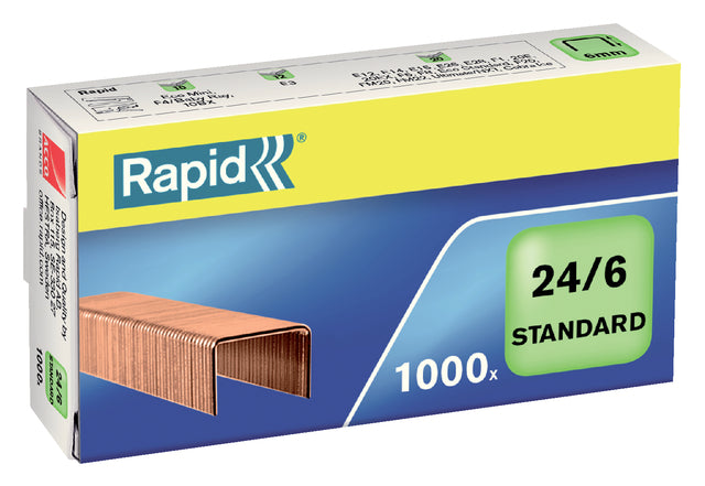 Rapid - agrafes 24/6 Coat Copper Standard 1000 pièces | 20 pièces