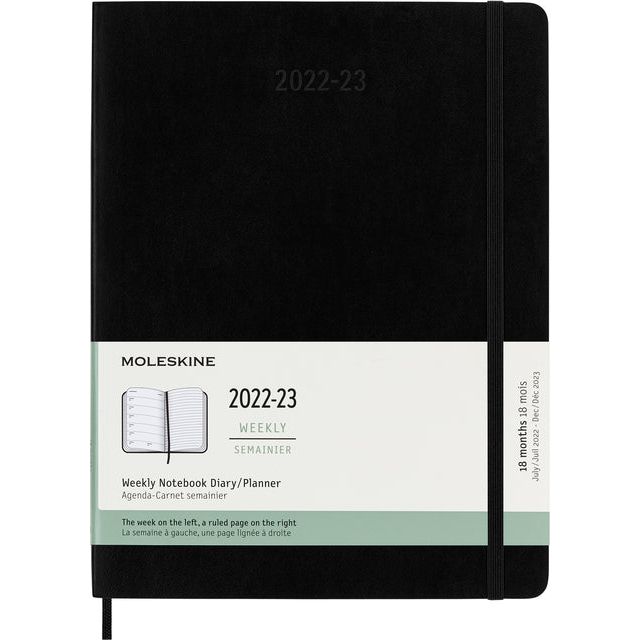 Agenda 2021-2022 Moleskine 18 Monate 7 Tag/1 Seiten xl schwarz