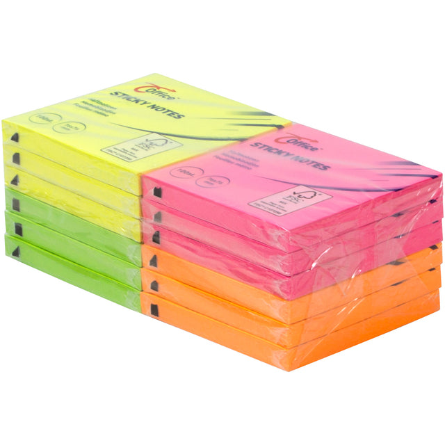 Büro - MemoBlok Office Self -Adhäsive 76x76mm 100V Assorti | Ein 12 Stück packen