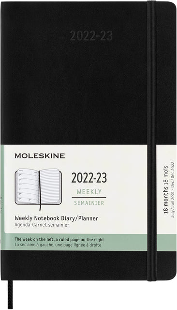 Moleskine - Agenda Notebook 2022-2023 MSK Large SC Black | 1 Stück | 12 Stücke