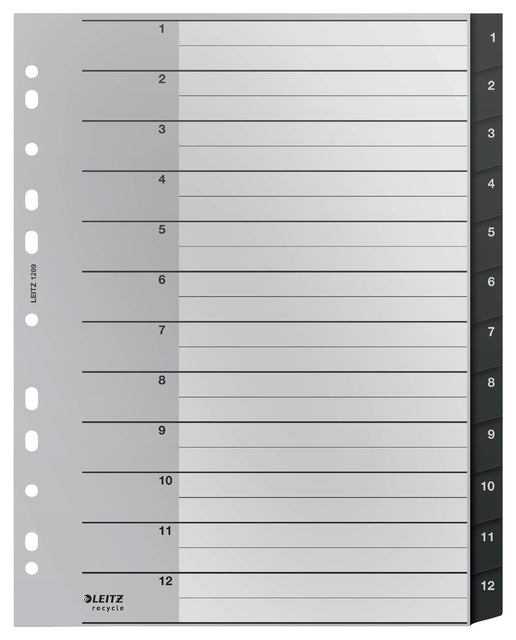 Leitz-tab Recycle A4 11-Gaats 1-12 Extra breites pp | 100 Stück