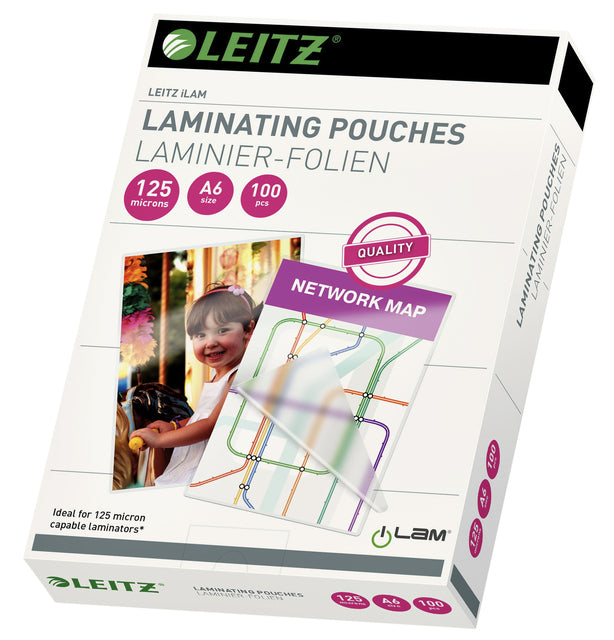 Leitz - couverture de laminage ILAM FT A6, 250 micron (2 x 125 micron), 100 pièces pack