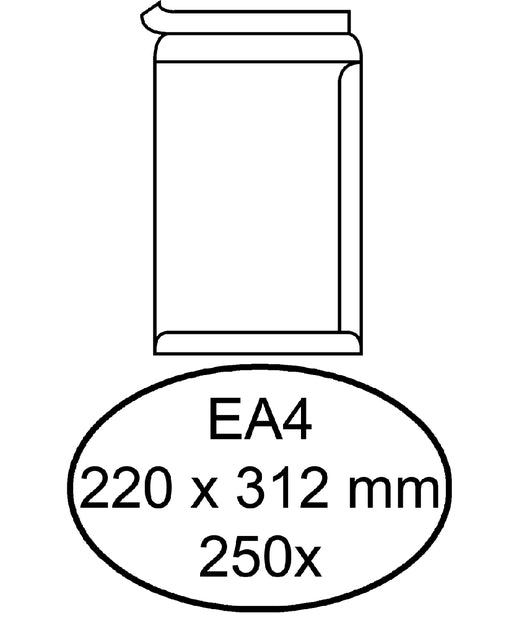 Hermes - Enveloppe acte ea4 220x312mm auto-adhésif blanc 250 pièces