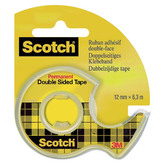 Scotch - Plakband 3m 12mmx6.3m met ehouder 2z | 12 stuks