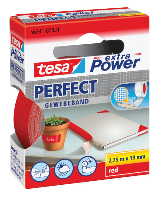 Tesa - Place Tape Textile 19mmx2,75m rouge | 10 pièces