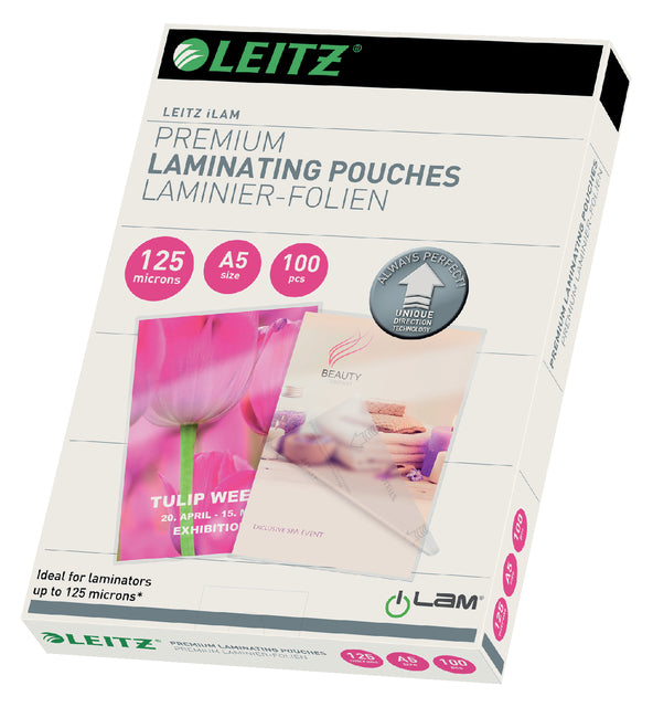 Leitz - couverture de laminage ILAM FT A5, 250 micron (2 x 125 micron), paquet de 100 pièces