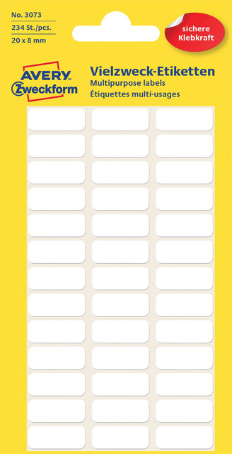 Avery Zweckform - Label Zweckform 3073 20x8mm blanc 234 pièces | 10 pièces