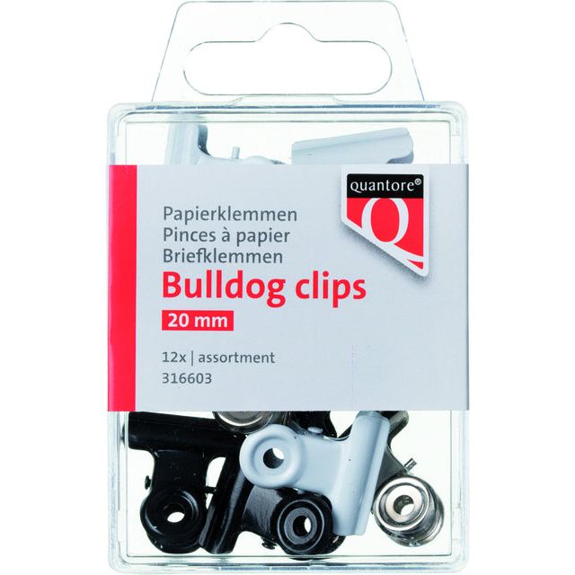 Quantore - Papierklemme Bulldog 20mm Assorti | Oompoot eines 10 Blaster x 12 Stücks