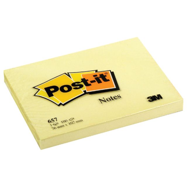 Post-it-memoklok 3m Post-it 657 76x102mm jaune | 1 pièce | 12 pièces