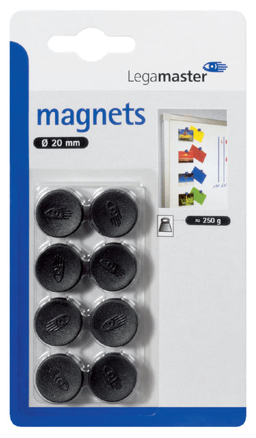 Legamaster - Magneet legamaster 20mm 250gr zwart | 10 stuks