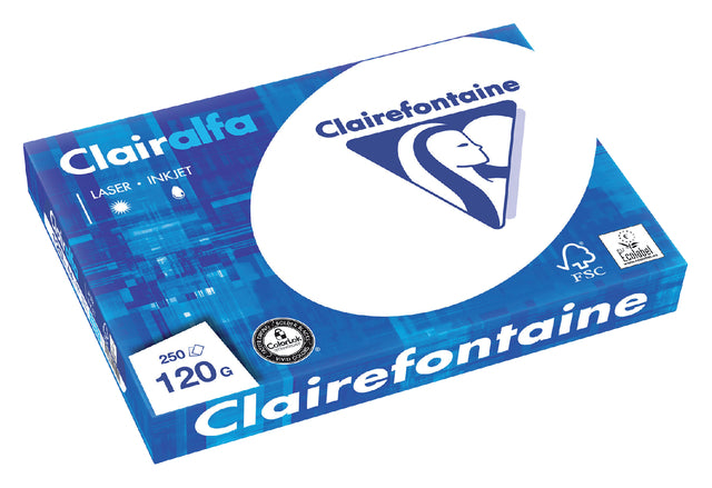 Clairefontaine - Copier Paper Clairalfa A4 120gr White 250vel | 5 pièces