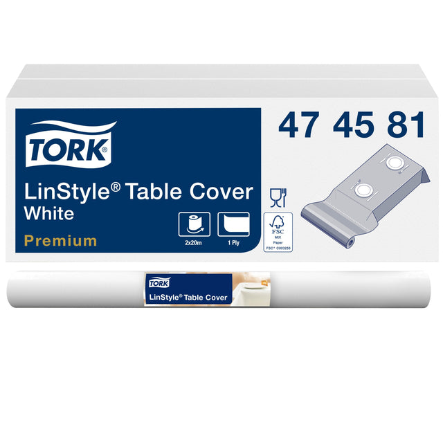 Tork - Tafellaken linstyle premium 120cmx20m wit | 2 stuks