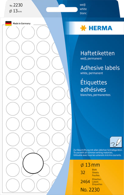 Herma - Etikett 2230 um 13 mm weiße 2464 Stücke