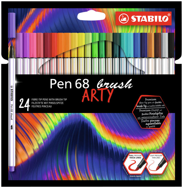 Stabilo - Pen 68 Pinsel Arty, 24 -Stück -Hülle, Assorti