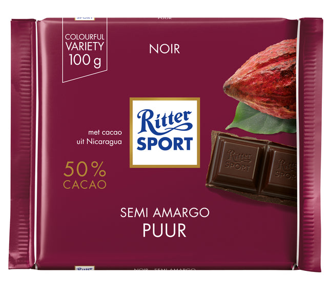 Ritter Sport - Chocolate Puur 100gr | 12 pièces