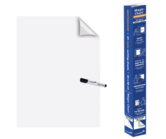 Legamaster - Magic-Chart whiteboard folie, ft 60 x 80 cm, wit, effen, rol van 25 vel