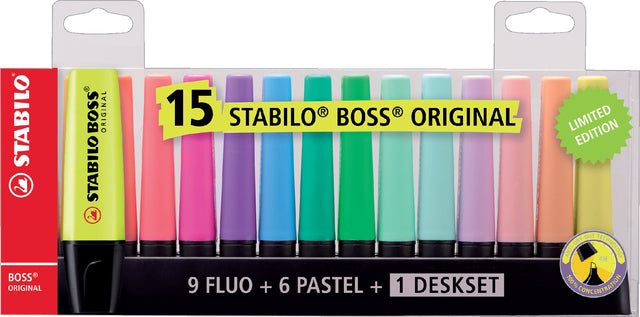 Stabilo - Boss Original Cont Marking Échappement, bureau de 15 pièces en couleurs assorties