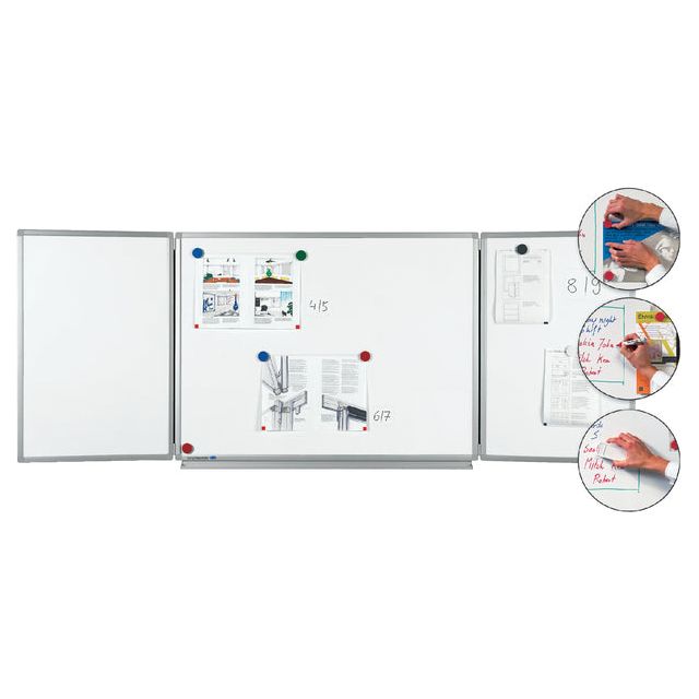 Legamaster - Whiteboard triptiek 90x120cm + 2x 90x60cm emaille