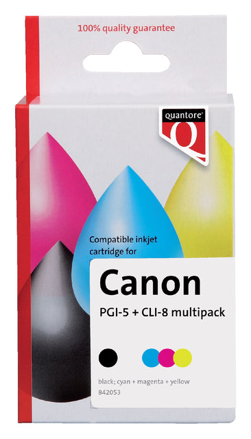 Quantore-Ink-Patrone PGI-5 CLI-8 Schwarz + 3 Farben