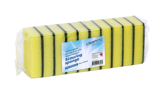 CleanInq - Scainging Sponge jaune / vert 100x70x25mm 10 pièces