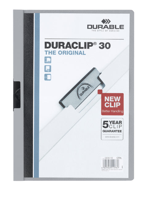 Durable - Klemmap Duraclip A4 3 mm 30 feuilles de gris | 25 pièces