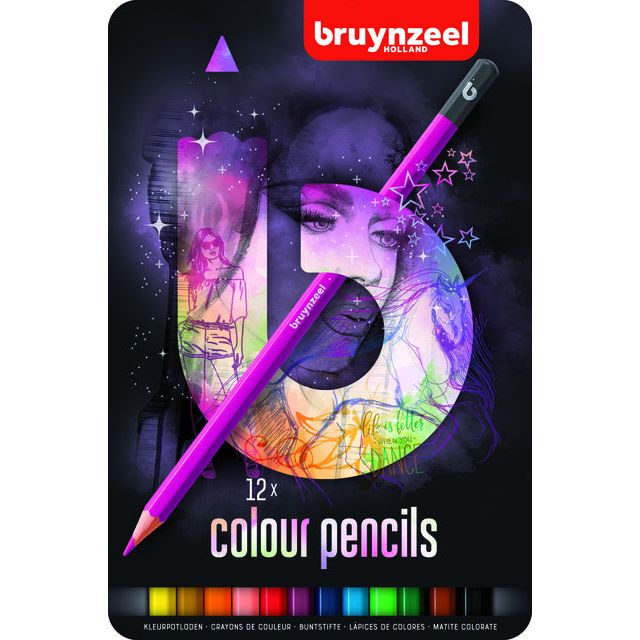 Bruynzeel - crayon coloré Bruynzeel adolescents rose cul | Tin un 12 pièces | 6 morceaux