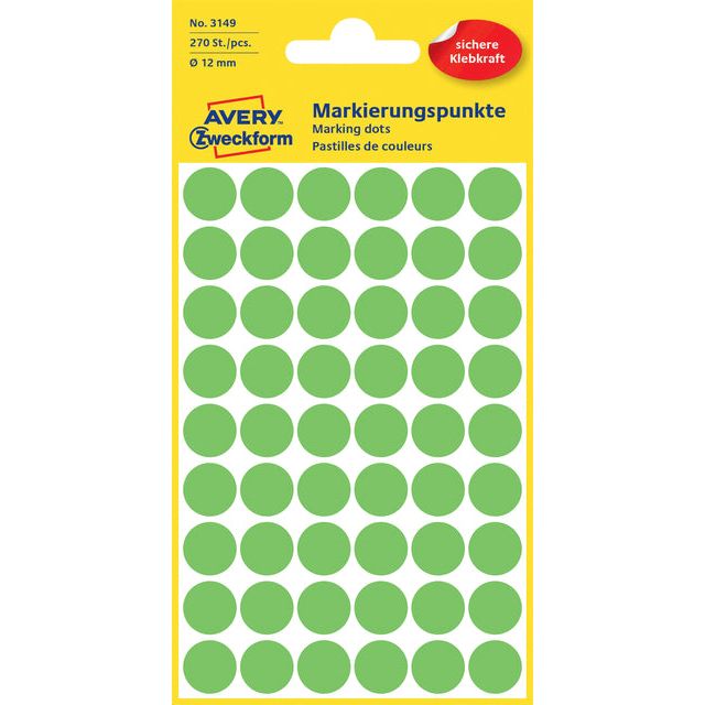 Avery Zweckform - Label Zweckform 3149 Environ 12 mm vert clair 270 pièces | 10 pièces