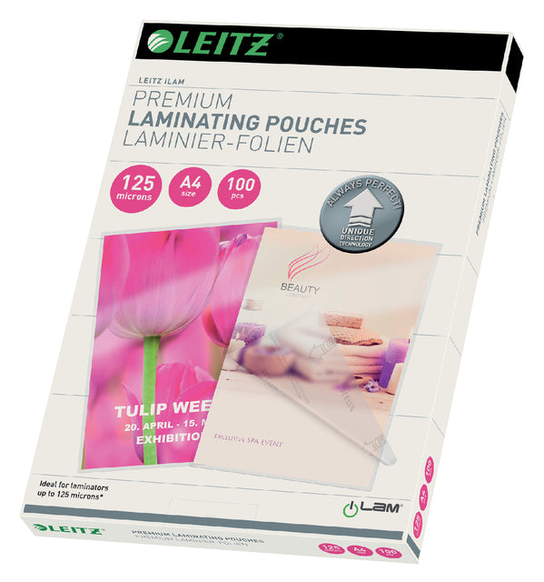 Leitz - couverture de laminage ILAM Ft A4, 250 micron (2 x 125 micron), paquet de 100 pièces