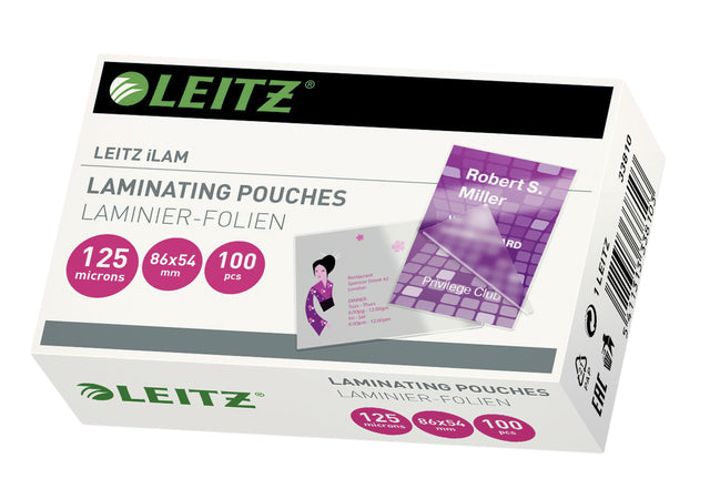 Leitz - Eva lamineerhoes ft 54 x 86 mm, 250 micron (2 x 125 micron), pak van 100 stuks