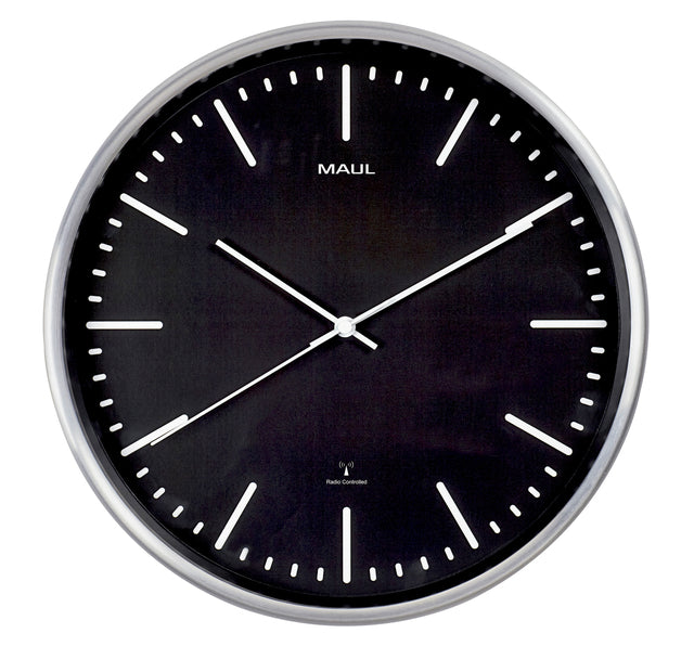 Maul - Mur Clock RC Ø30.5x4,5 cm en aluminium / noir incl.