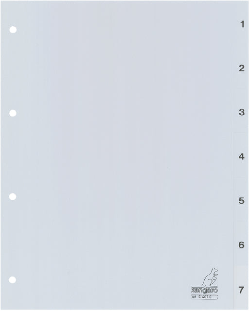 Känguro-Tabs 4-Loch G407C 1-7 nummeriertes graues pp