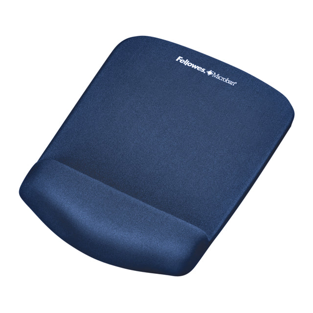 Fellowes - Muismat+polssteun fellowes plush touch blauw