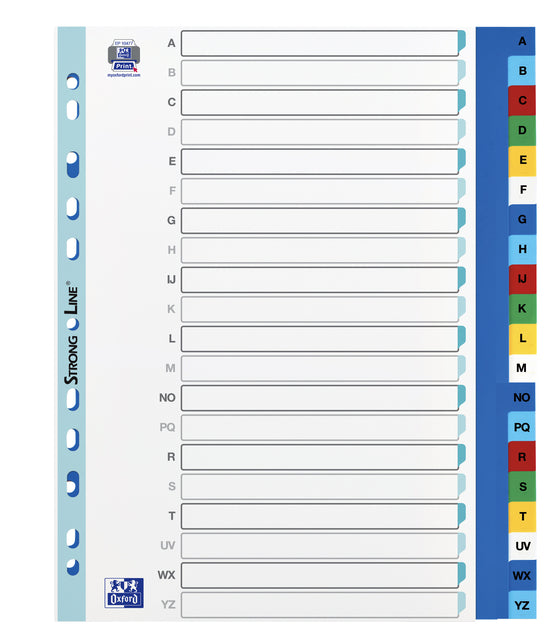 Oxford-tabs A4+ 11-Loch 20-Stück A-Z PP Farbe | 25 Stücke