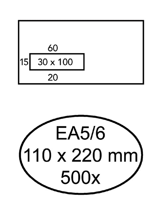 Hermes - Umschlag EA5/6 110x220mm Fenster 3x10Links Self -Kl 500