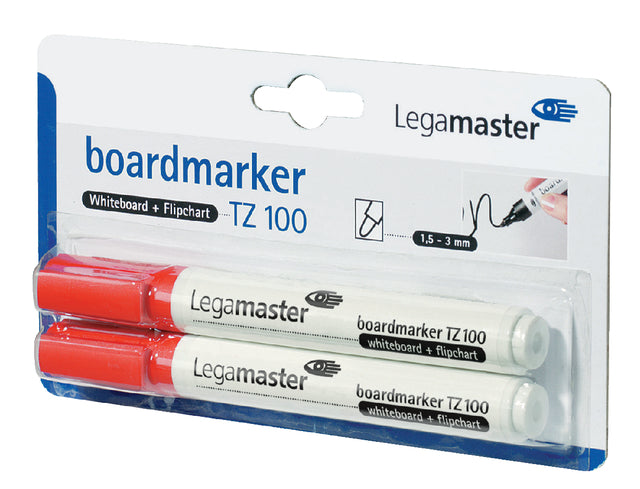 Legamaster - Felt -tip Pen TZ100 Whiteboard Red Red 1.5-3mm 2S | 10 pièces