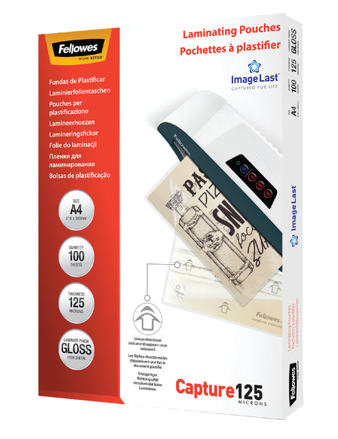 Fellowes - Last lamineerhoes Capture125 ft A4, 250 micron (2 x 125 micron), pak van 100 stuks