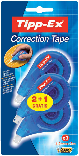 TIPP -EX - Correction Moller 4.2mmx12m Blister latéralement 2 + 1 gratuit | 10 pièces