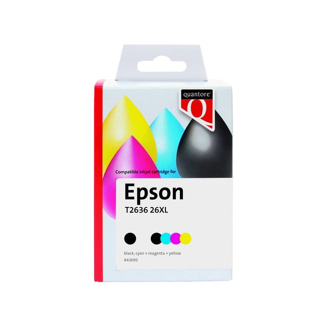 Cartouche d'encre Alternative quantore pour epson 26xl T2636 noir 3 couleurs