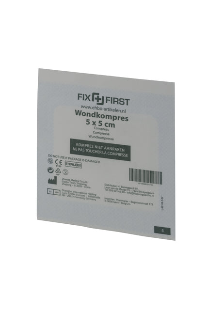 FixFirst - GaasCompresssen Sterile 5x5 cm 16 Stücke