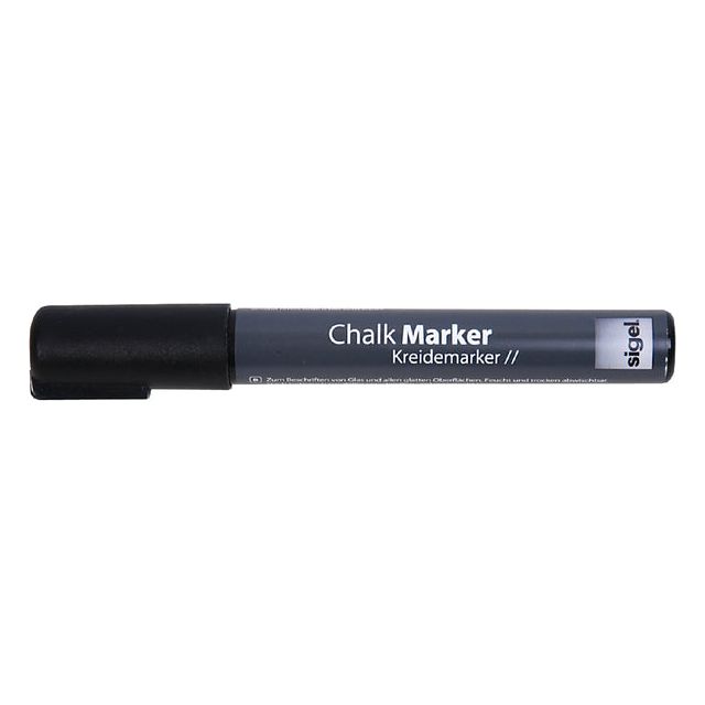 SIGEL - PEN CHALK SIGEL 1-5 mm Black de fluor lavable | 1 pièce | 10 morceaux