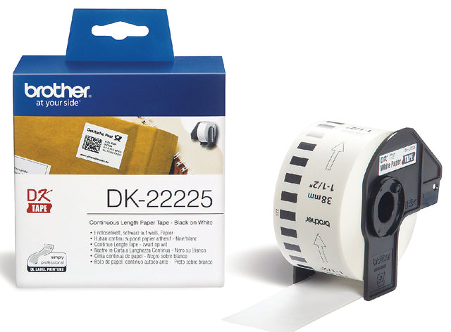 Brother - Etiket brother dk22225 doorlopend 38mm 30m wit | 3 stuks