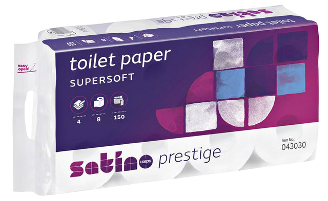 Satino par wepa - papier toilette Satino Prestige 4 -LAAGS 150VEL 8ROLS blanc